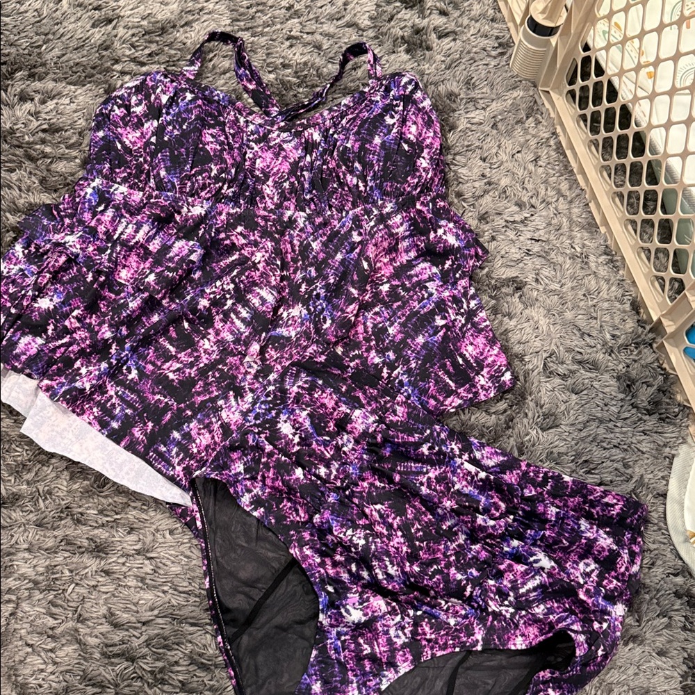 Torrid Purple and Black Swim Set